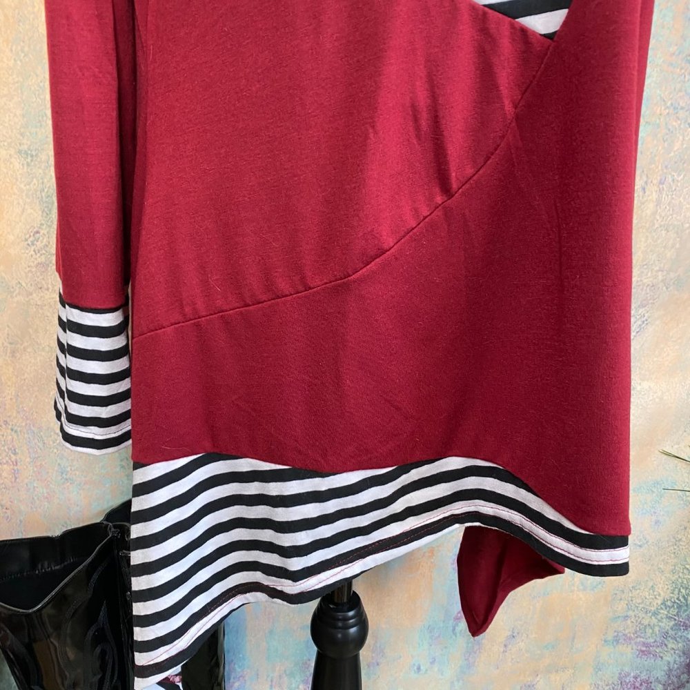 📌Xin Yi  Asymmetric Striped Tunic - long Shirt - Picture 7 of 15